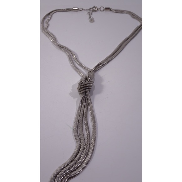 Nordstrom Something Navy Women's Silver Double Snake Y Necklace NWOT 68 - Picture 6 of 6